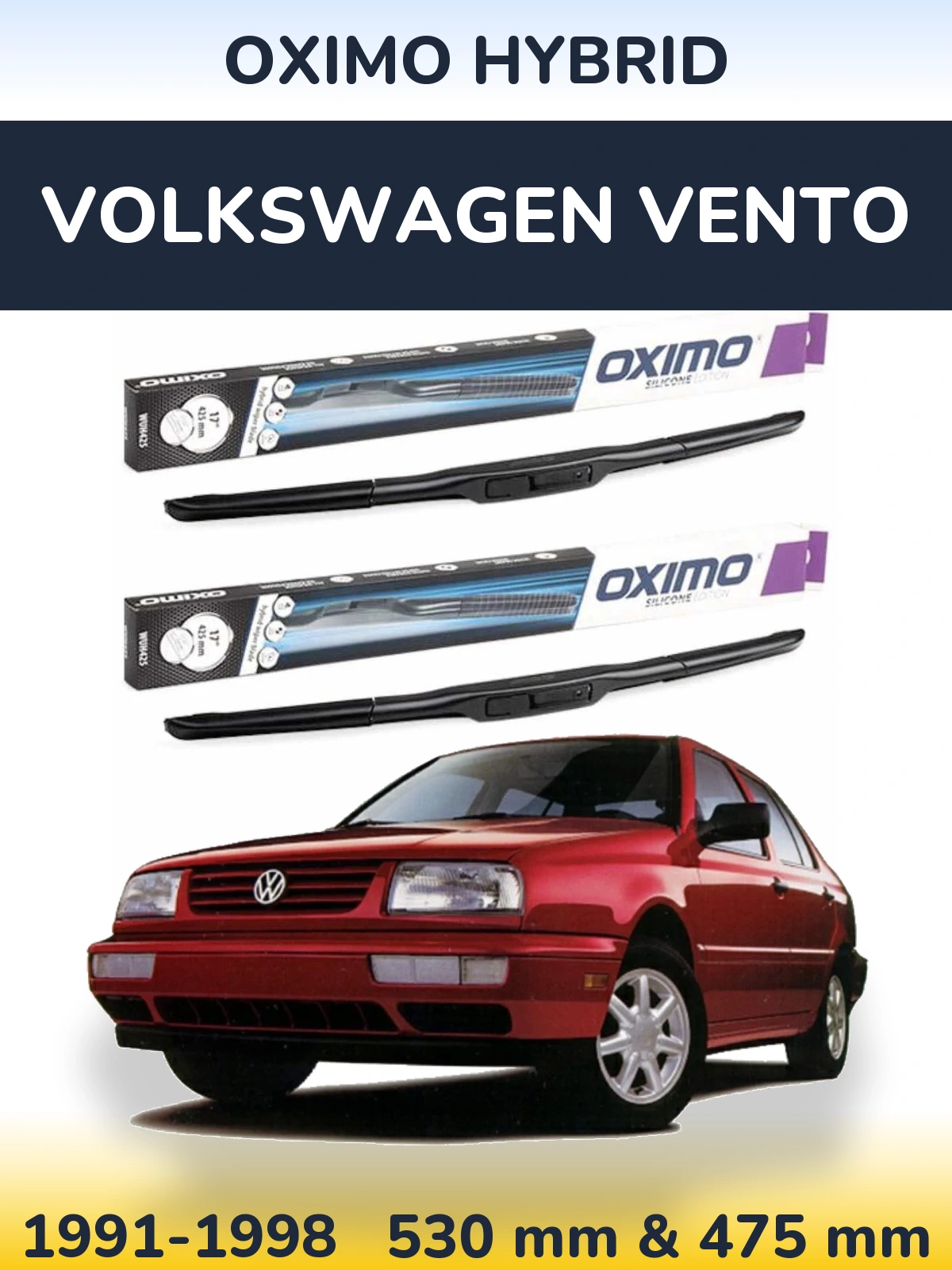 Front wiper blade set Oximo Hybrid 530 & 475 mm for Volkswagen Vento 1991-1998