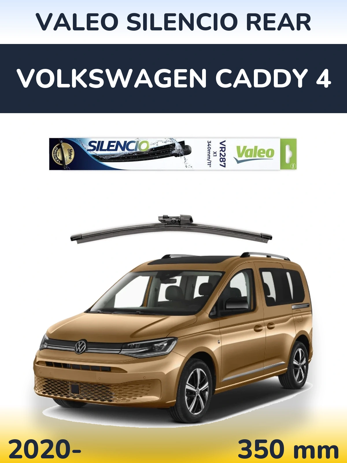 Rear wiper blade Valeo Silencio Rear 340 mm for Volkswagen Caddy 4 2020-2026