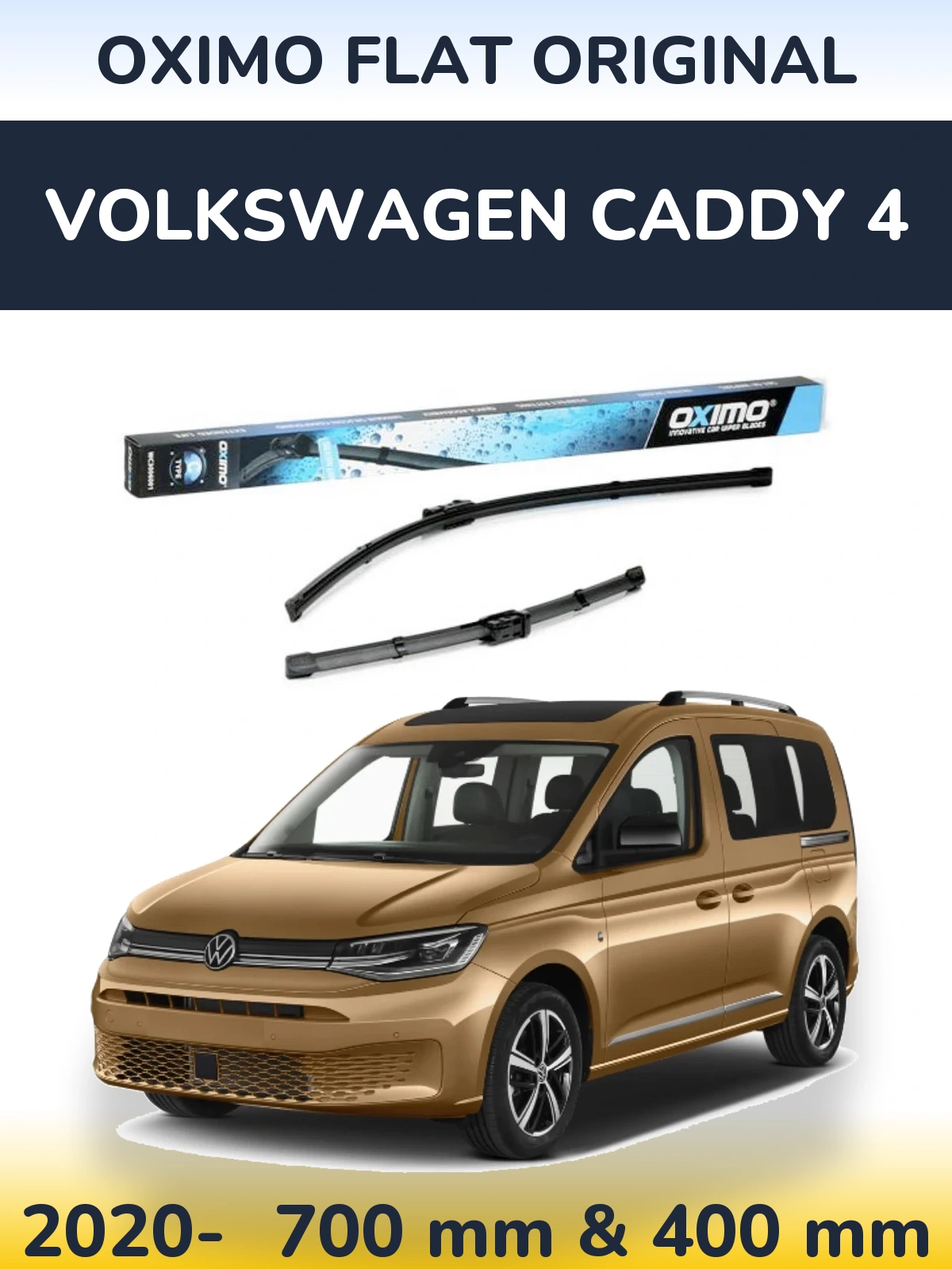 Front wiper blade set Oximo Flat Original 700 & 400 mm for Volkswagen Caddy 4 2020-2026