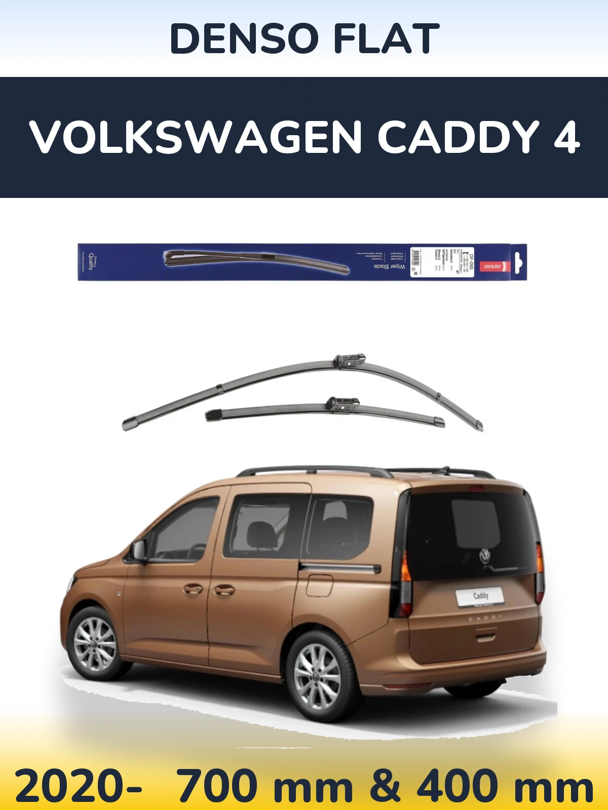 Front wiper blade set Denso Flat 700 & 400 mm for Volkswagen Caddy 4 2020-2026