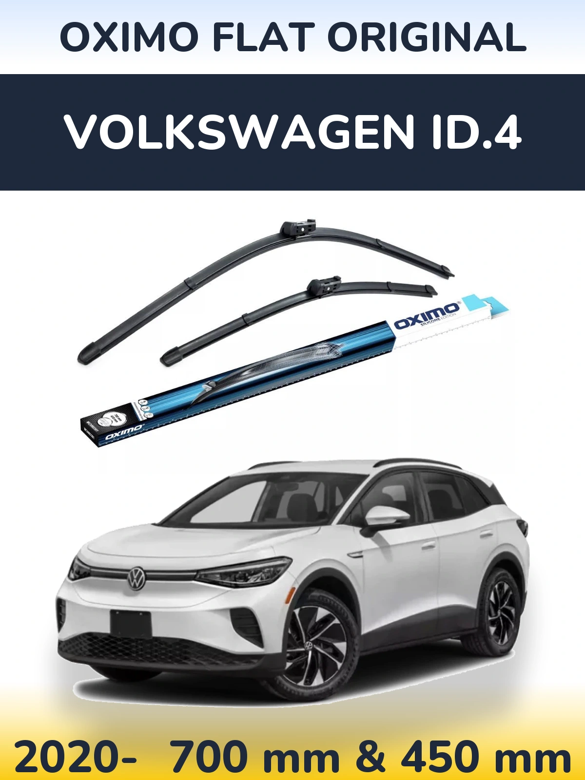 Front wiper blade set Oximo Flat Original 700 & 450 mm for Volkswagen ID.4 2020-2026