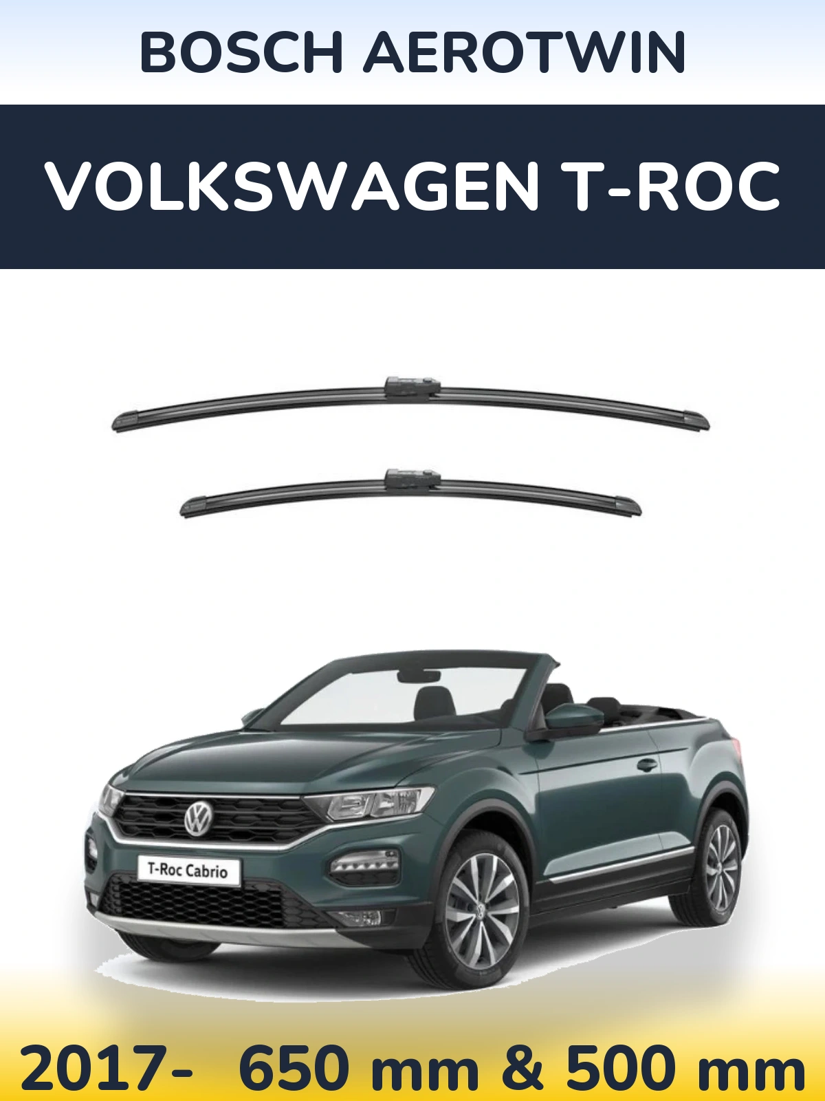 Front wiper blade set BOSCH AeroTwin 650 & 500 mm for Volkswagen T-Roc 2017-2026