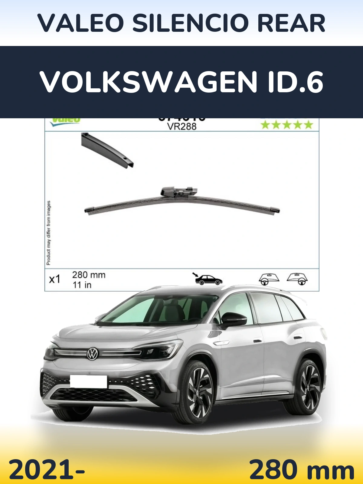 Rear wiper blade Valeo Silencio Rear 280 mm for Volkswagen ID.6 2021-2026
