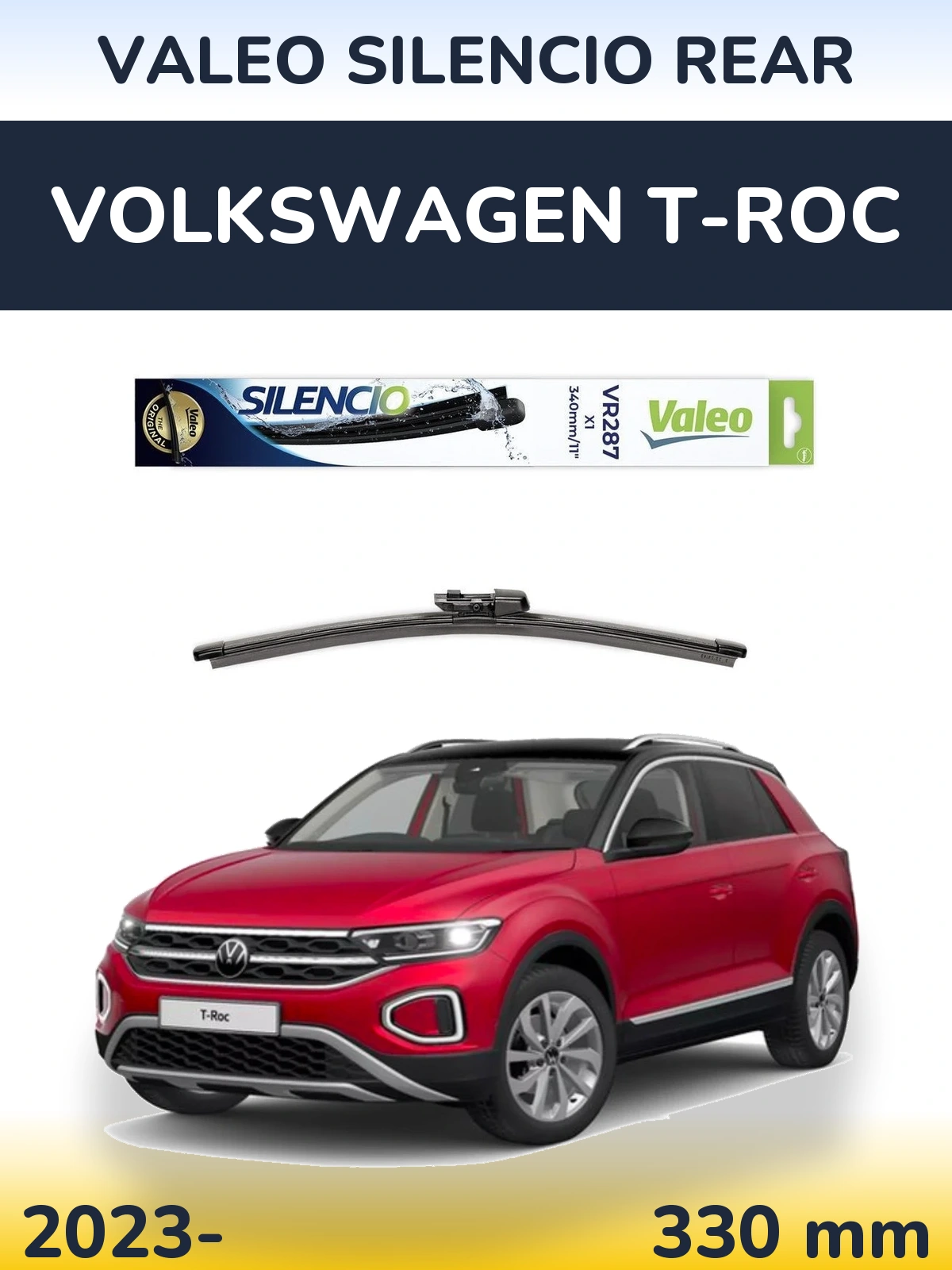 Rear wiper blade Valeo Silencio Rear 340 mm for Volkswagen T-Roc 2023-2026