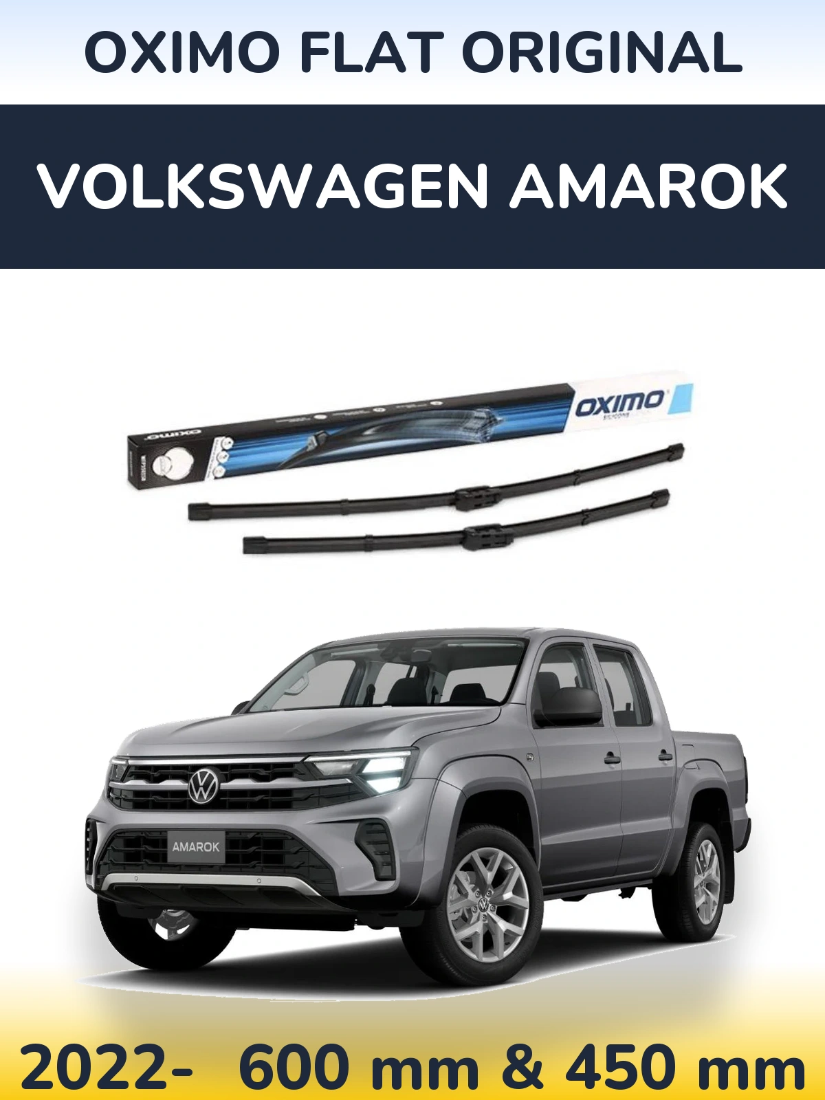 Front wiper blade set Oximo Flat Original 600 & 450 mm for Volkswagen Amarok 2022-2026