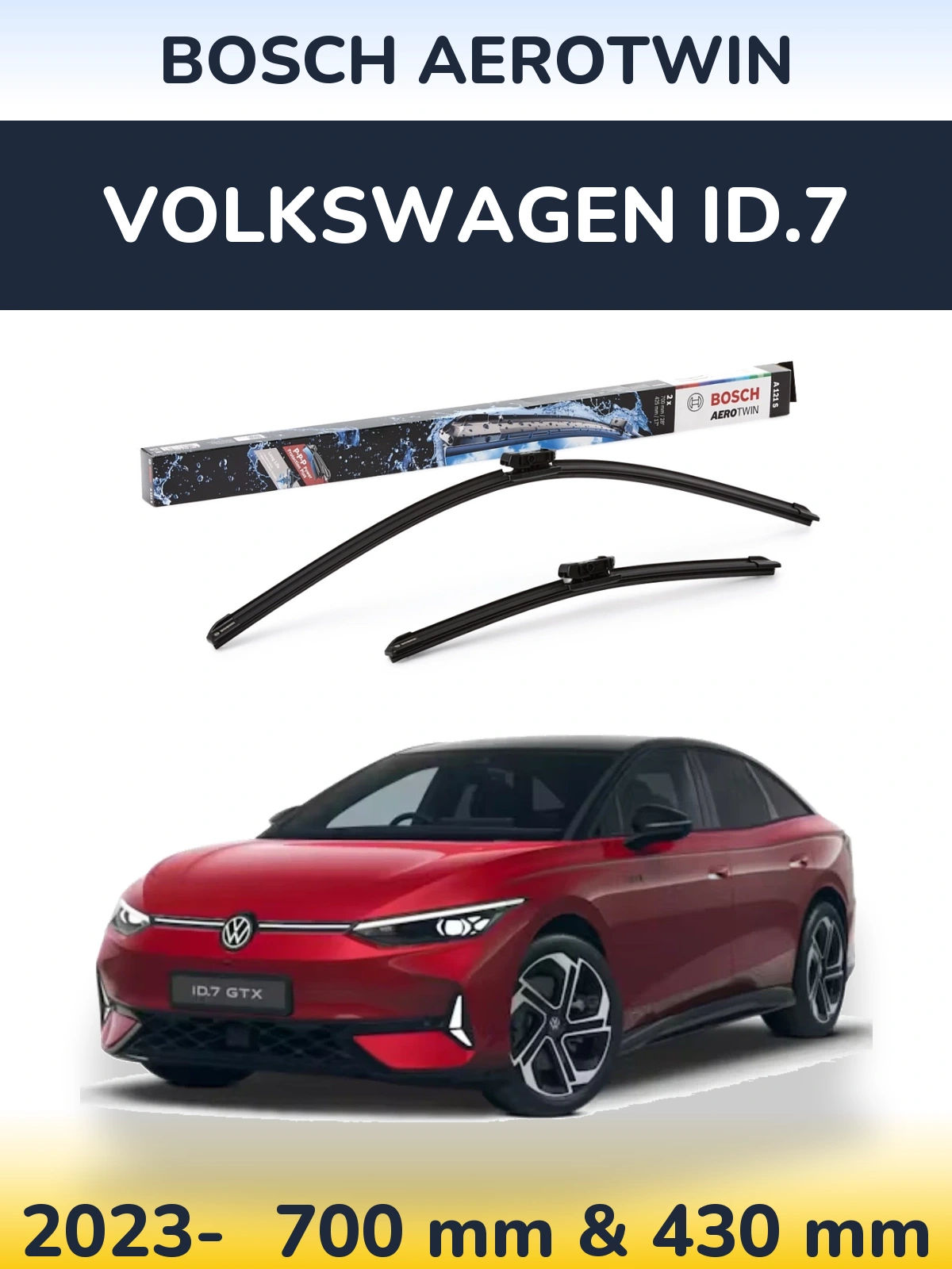 Front wiper blade set BOSCH AeroTwin 700 & 425 mm for Volkswagen ID.7 2023-2026