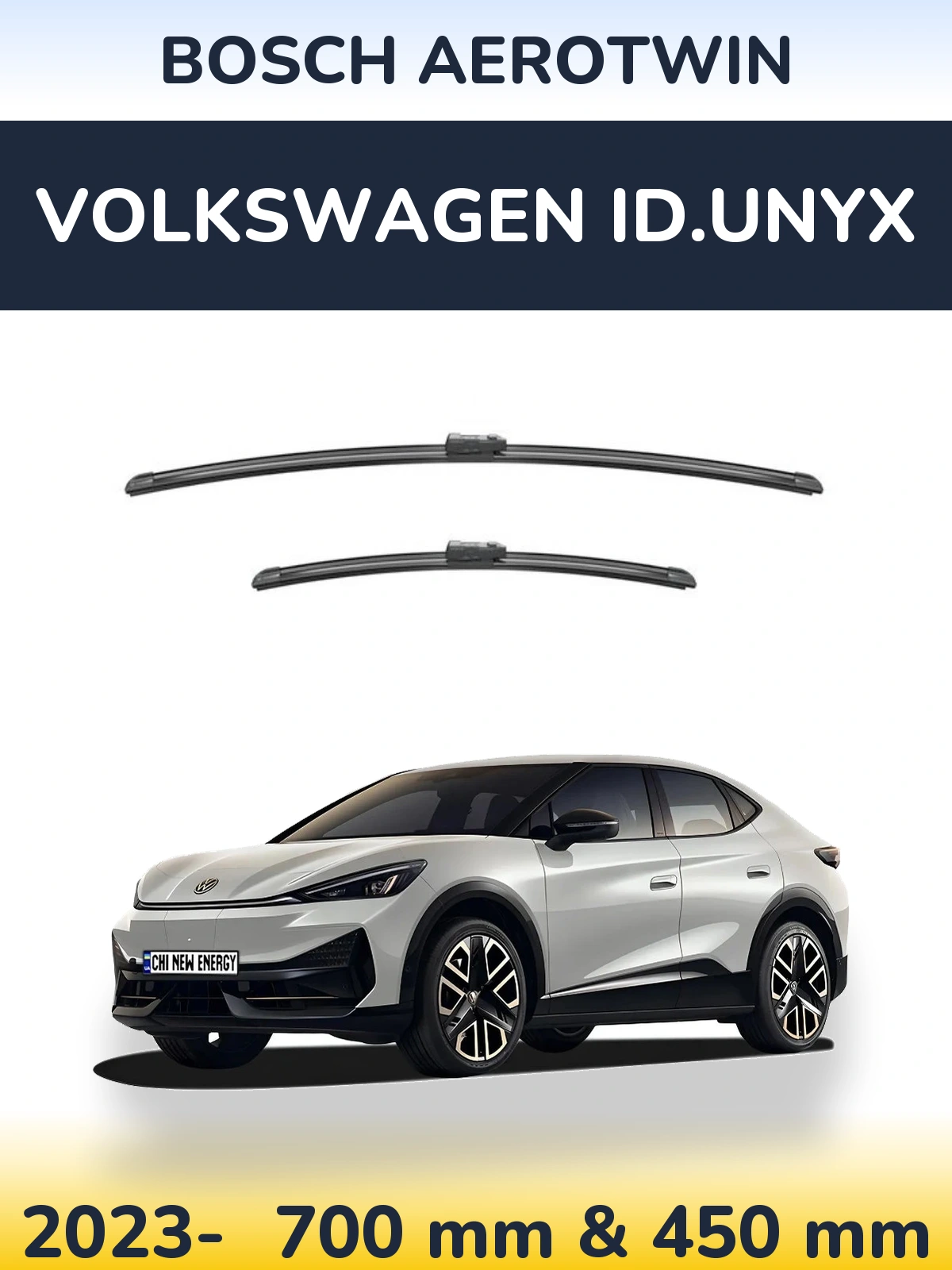 Комплект передніх щіток BOSCH AeroTwin 700 & 450 мм для Volkswagen ID.UNYX 2023-2026
