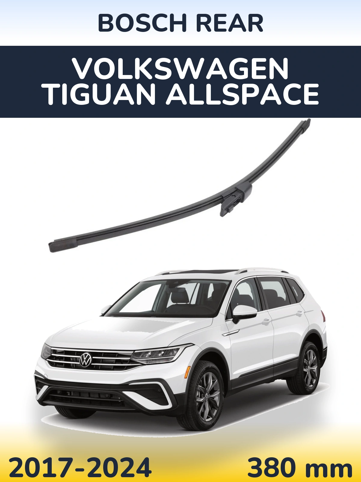 Rear wiper blade BOSCH Rear 380 mm for Volkswagen Tiguan Allspace 2017-2024