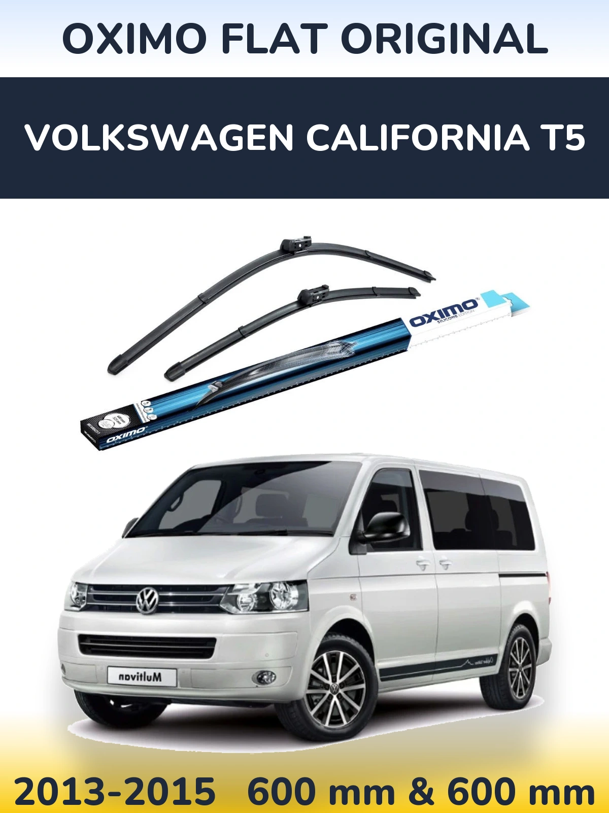 Front wiper blade set Oximo Flat Original 600 & 600 mm for Volkswagen California T5 2013-2015