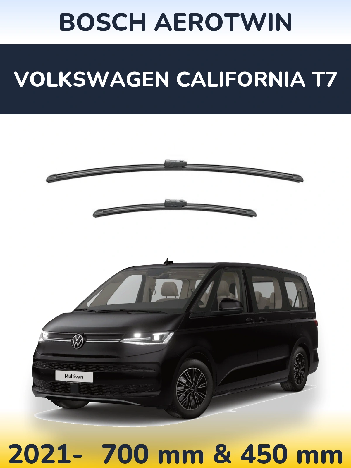 Front wiper blade set BOSCH AeroTwin 700 & 450 mm for Volkswagen California T7 2021-2026