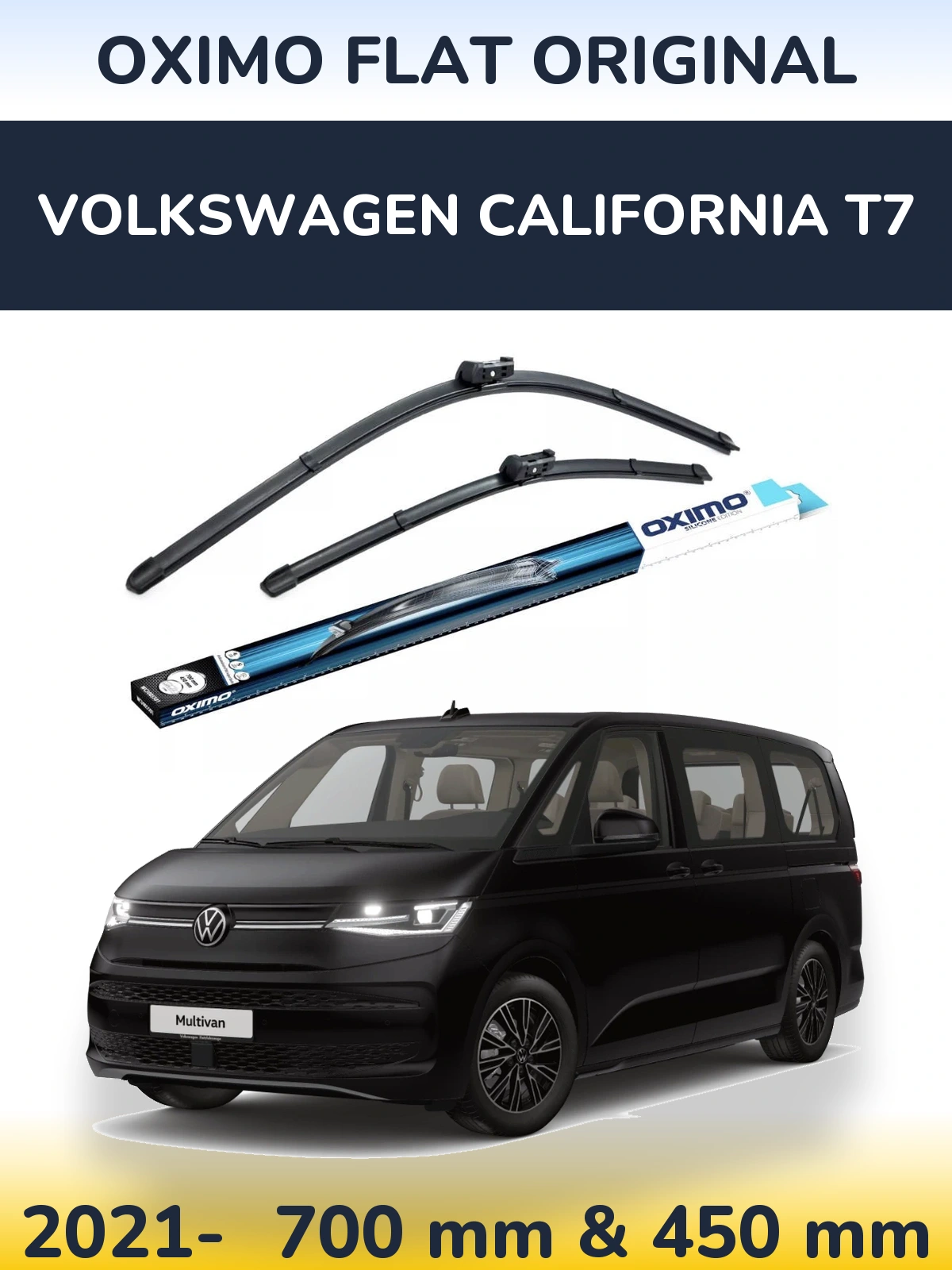 Front wiper blade set Oximo Flat Original 700 & 450 mm for Volkswagen California T7 2021-2026