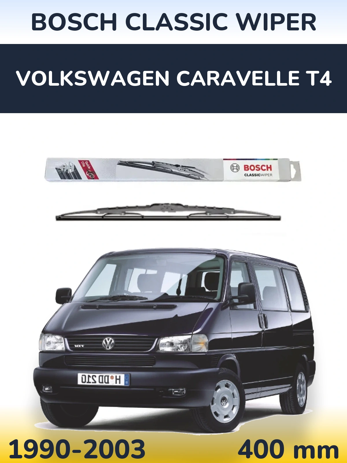 Rear wiper blade BOSCH Classic Wiper 400 mm for Volkswagen Caravelle T4 1990-2003