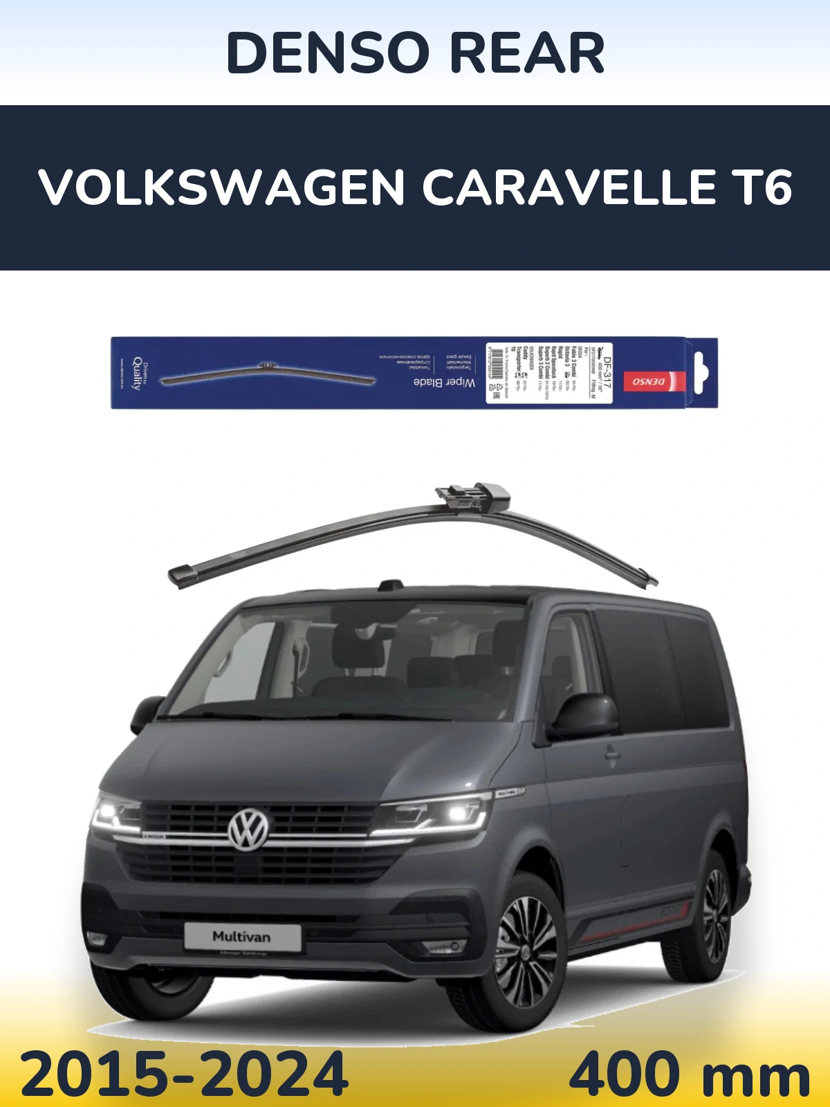 Rear wiper blade Denso Rear 400 mm for Volkswagen Caravelle T6 2015-2024