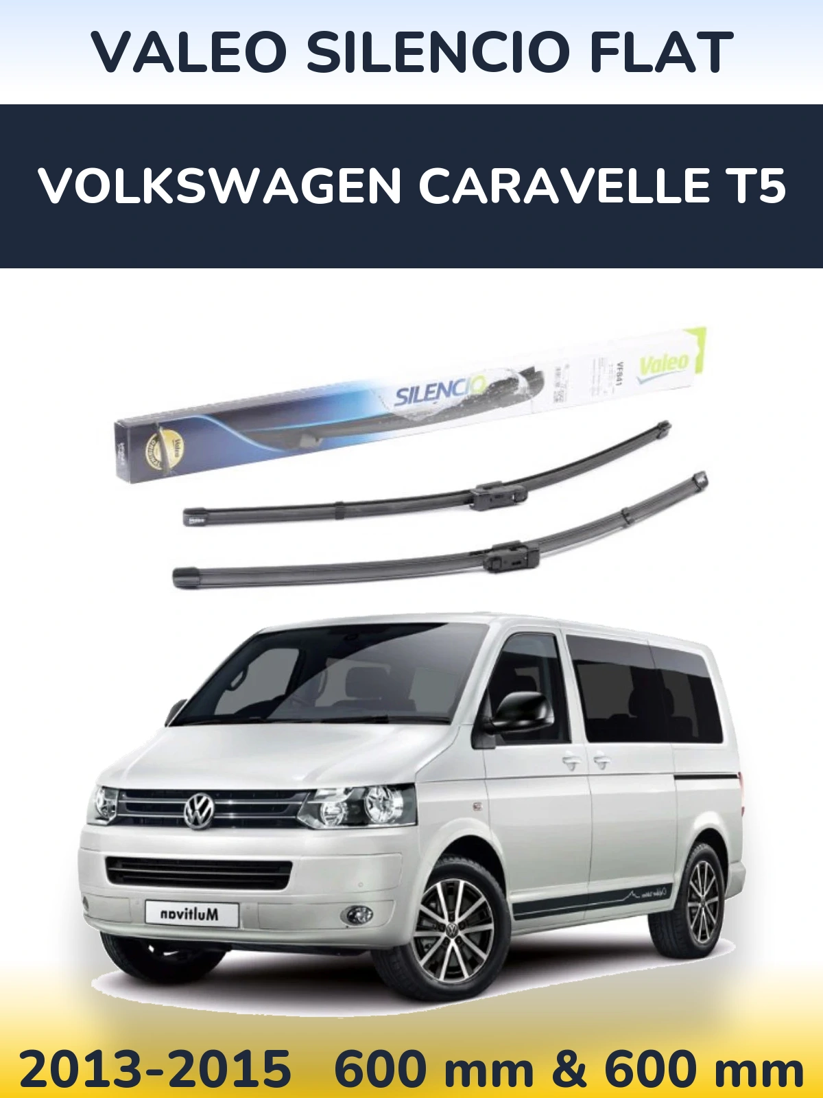 Комплект передних дворников Valeo Silencio Flat 600 & 600 мм для Volkswagen Caravelle T5 2013-2015