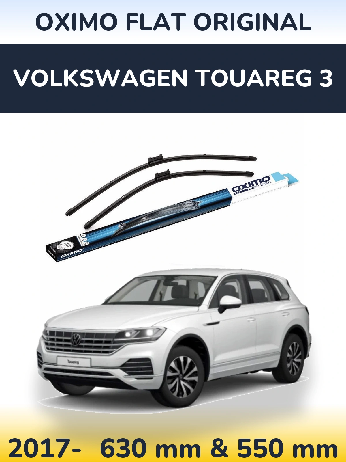 Front wiper blade set Oximo Flat Original 630 & 550 mm for Volkswagen Touareg 3 2017-2026