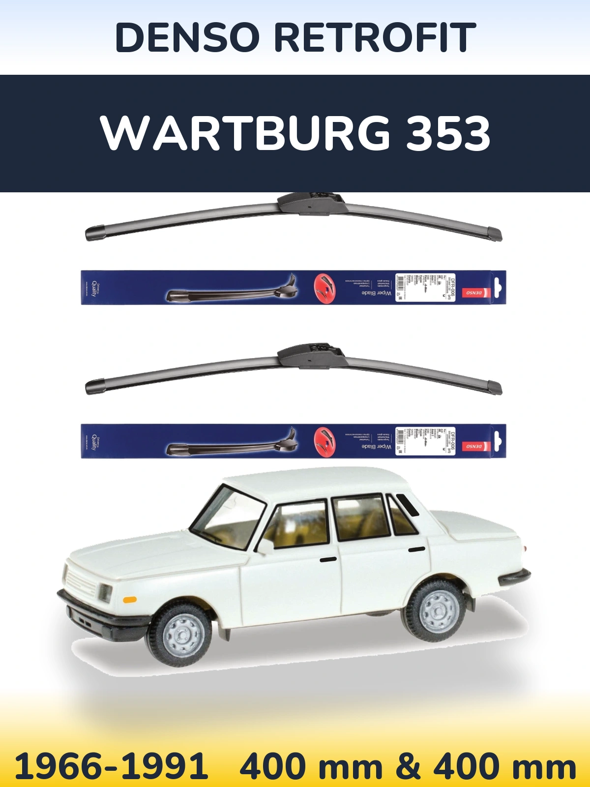 Комплект передних дворников Denso Retrofit 400 & 400 мм для Wartburg 353 1966-1991