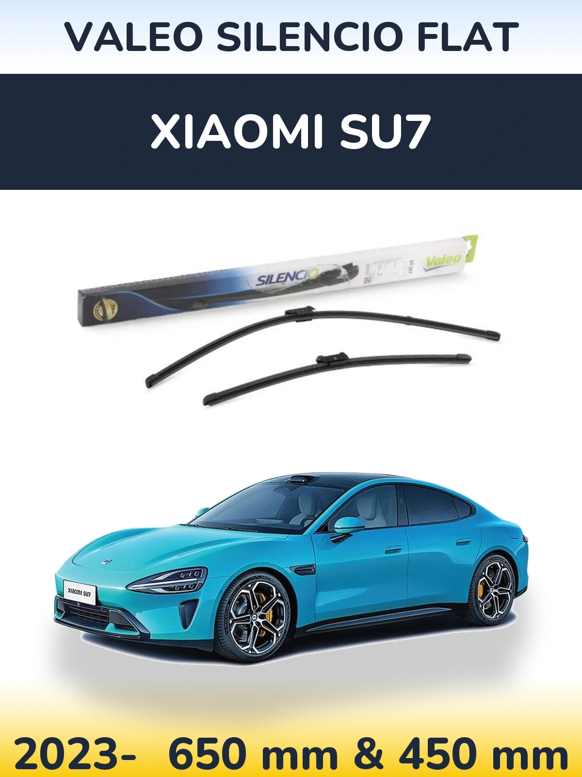 Комплект передніх щіток Valeo Silencio Flat 650 & 450 мм для Xiaomi SU7 2023-2026