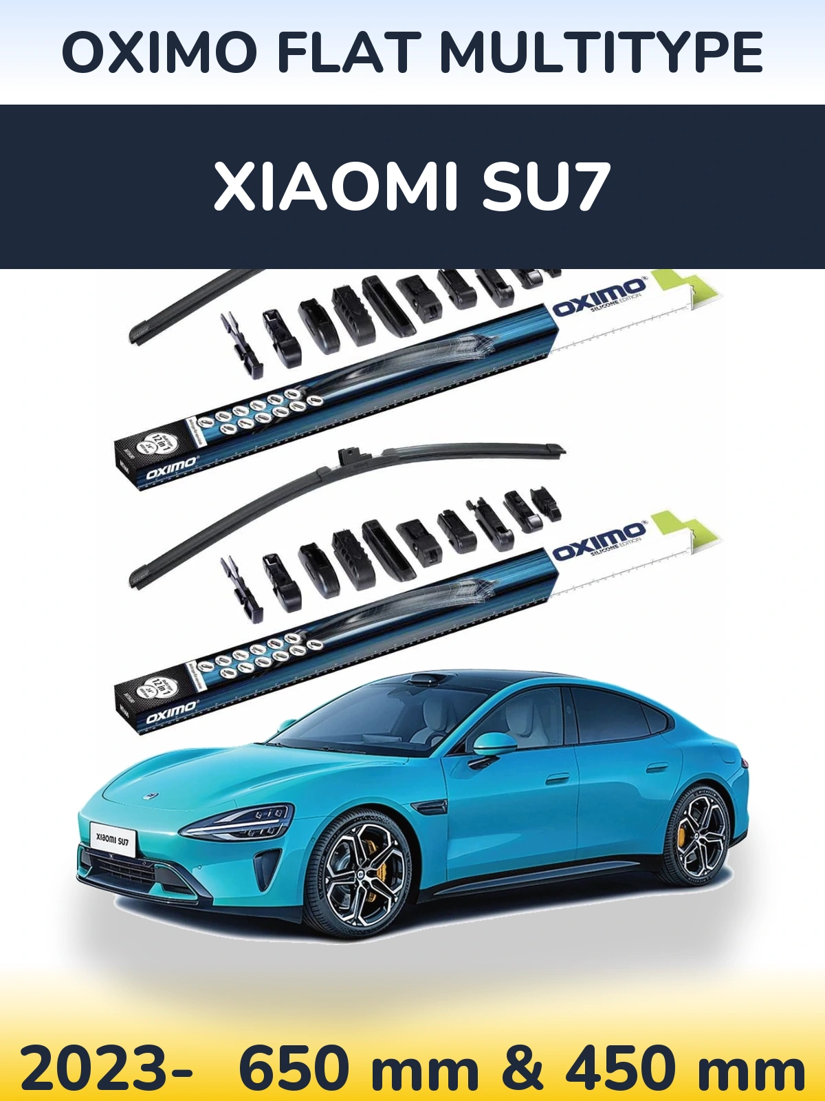 Комплект передніх щіток Oximo Flat MultiТипe 650 & 450 мм для Xiaomi SU7 2023-2026