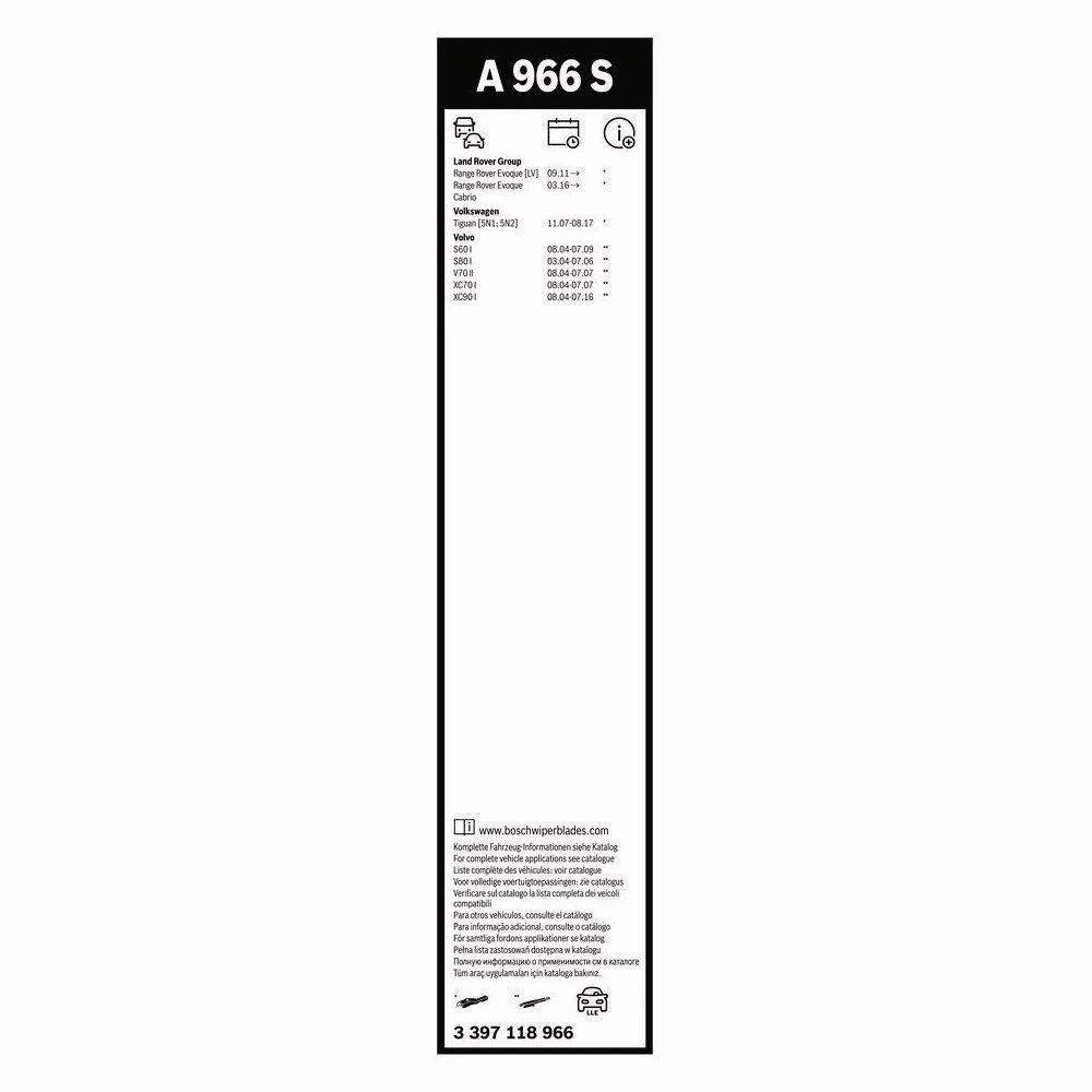 Front wiper blade set BOSCH AeroTwin 600 & 530 mm for Range Rover Evoque 2011-2018