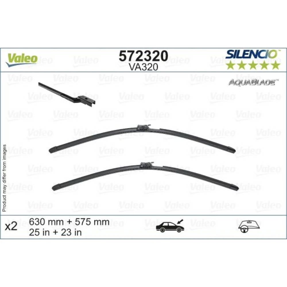 Front wiper blade set Valeo Aqua Blade 630 & 580 mm for Mercedes S-Klasse 2013-2020