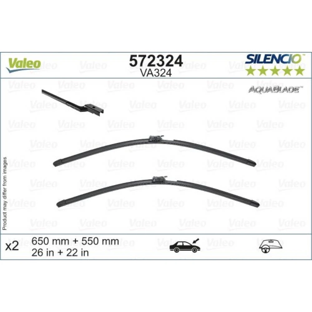 Front wiper blade set Valeo Aqua Blade 650 & 550 mm for Mercedes SL-Klasse 2012-2022