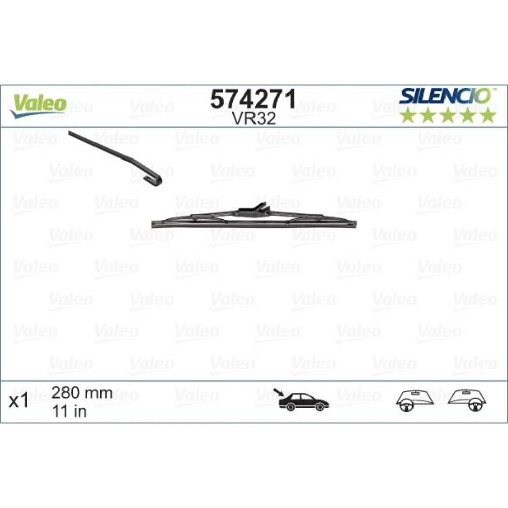 Rear wiper blade Valeo Silencio Rear 280 mm for BMW Z3 1997-2002
