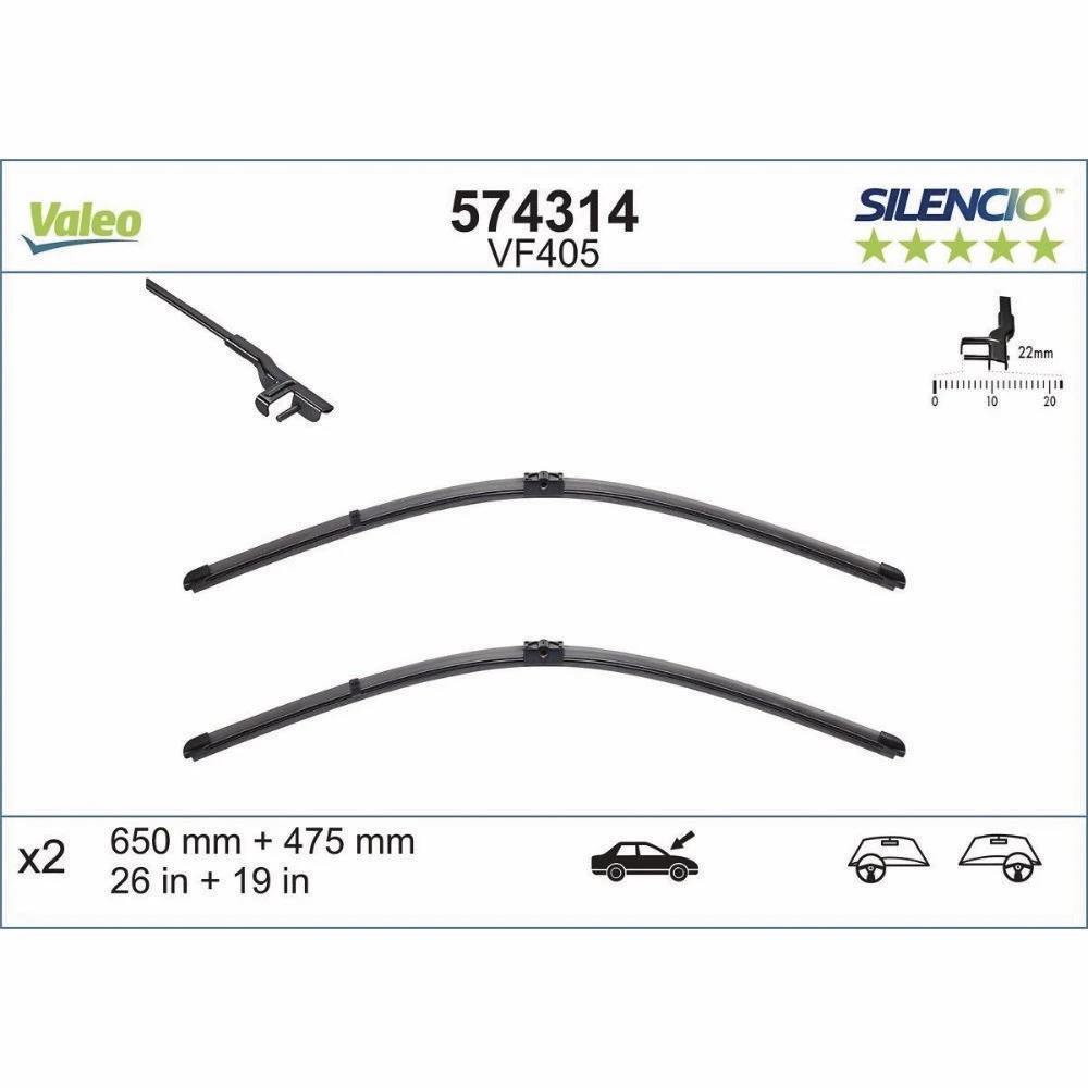Wiper blades Valeo Silencio Flat for Ford C-MAX