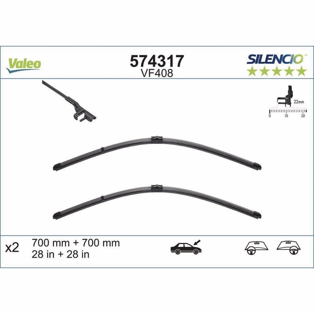 Wiper blades Valeo Silencio Flat for SEAT Alhambra