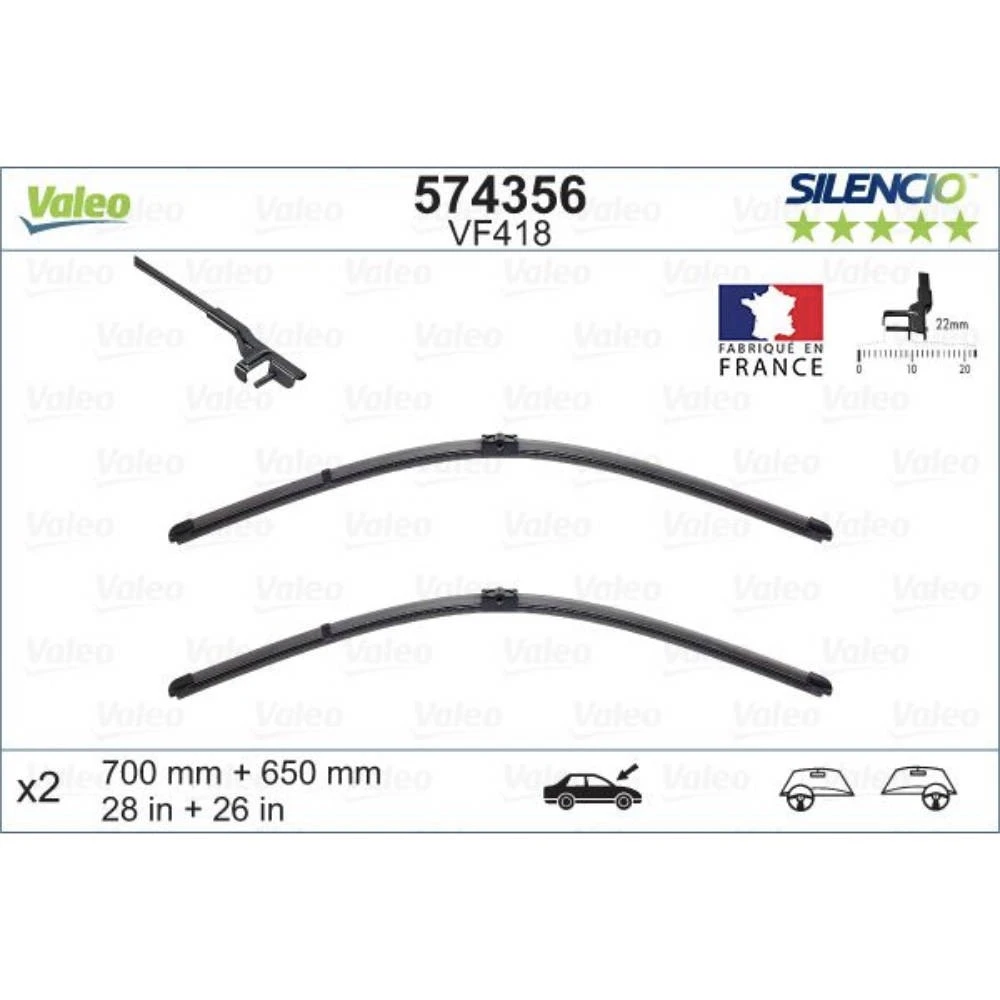 Wiper blades Valeo Silencio Flat for Renault Modus