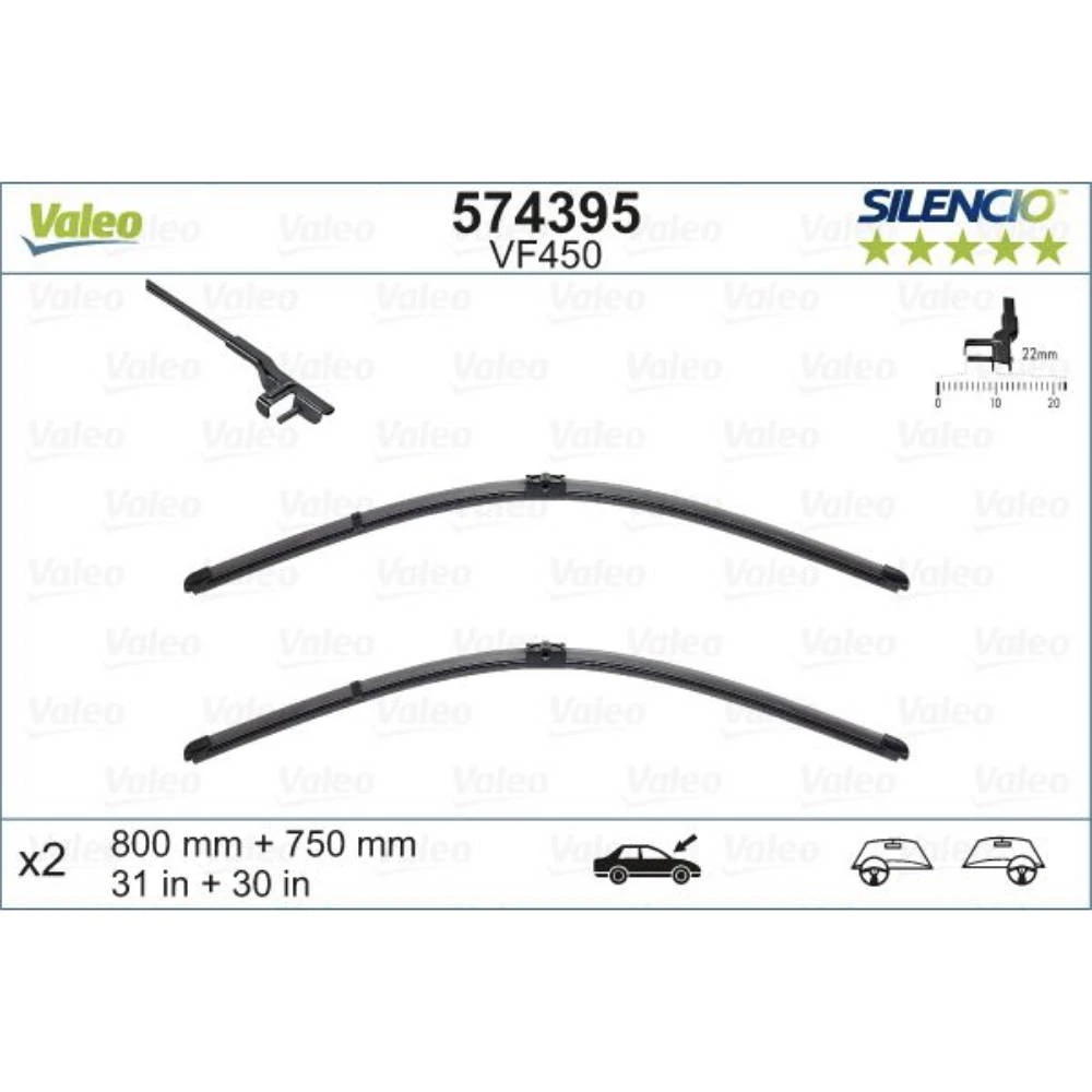 Wiper blades Valeo Silencio Flat for Citroen C4