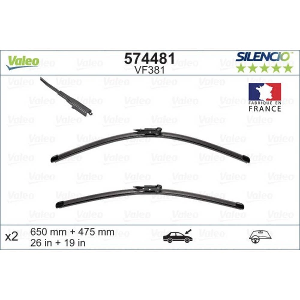 Комплект передних дворников Valeo Silencio Flat 650 & 475 мм для Mercedes B Class 2011-2015