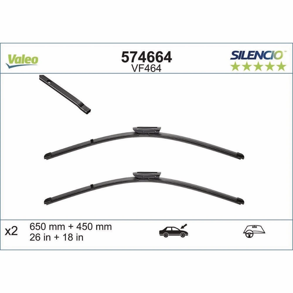 Wiper blades Valeo Silencio Flat for Peugeot Bipper