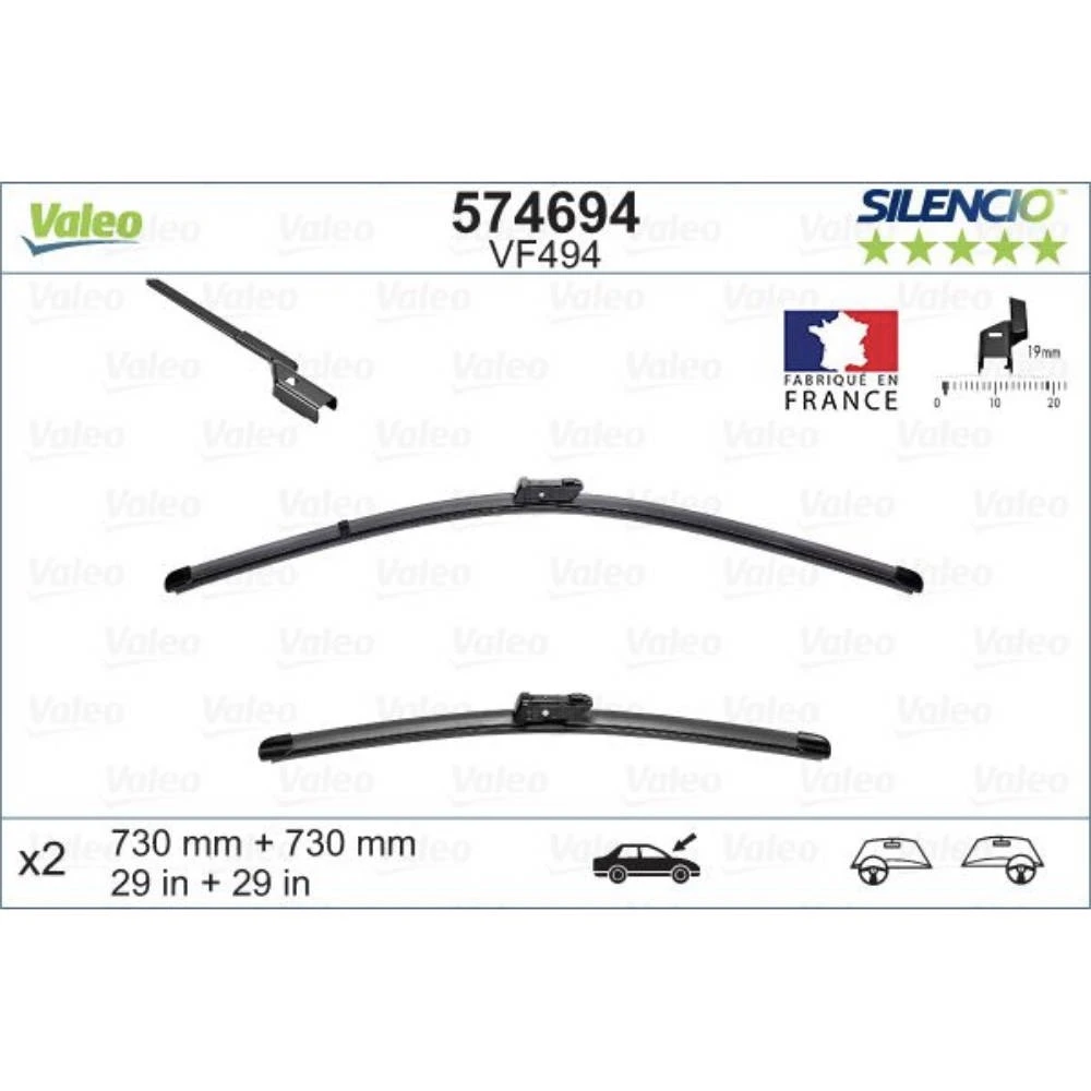 Комплект передних дворников Valeo Silencio Flat 730 & 730 мм для Ford Focus 3 Turnier 2010-2018