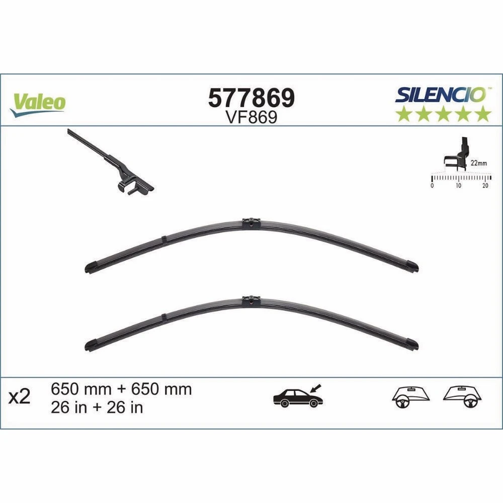Wiper blades Valeo Silencio Flat for Mercedes E Class