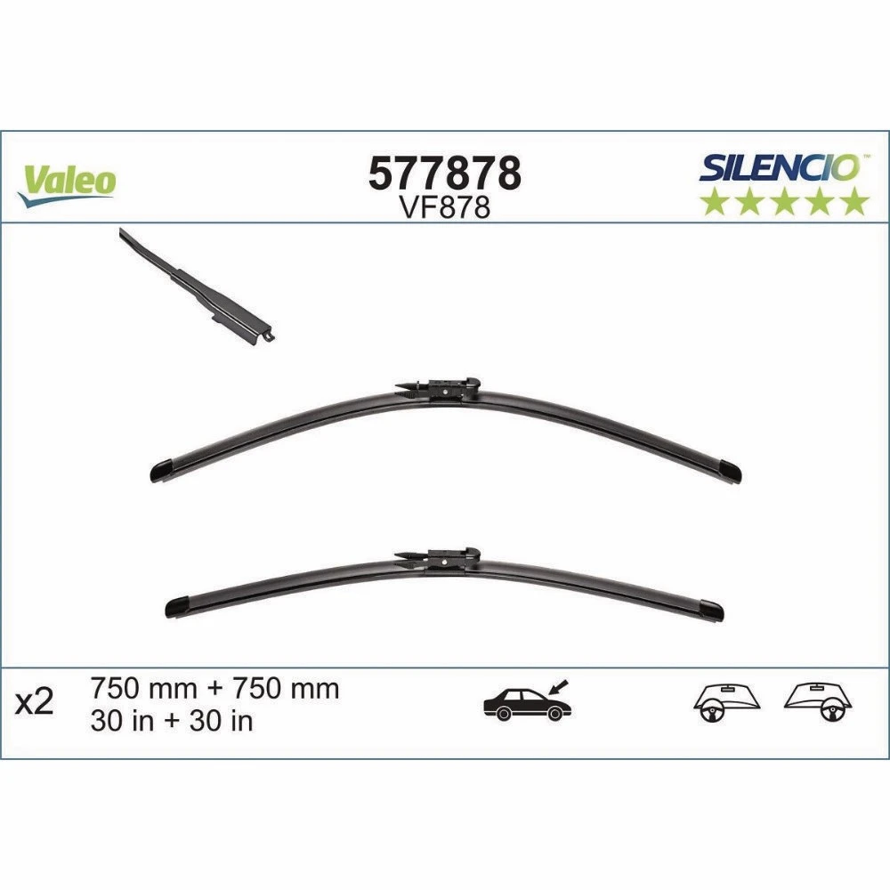 Wiper blades Valeo Silencio Flat for Ford Transit Connect