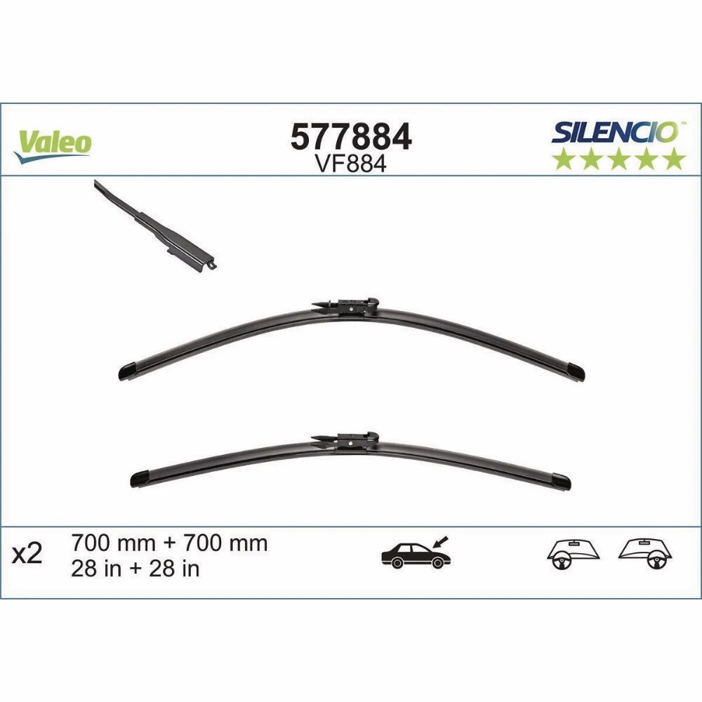 Wiper blades Valeo Silencio Flat for Ford Edge