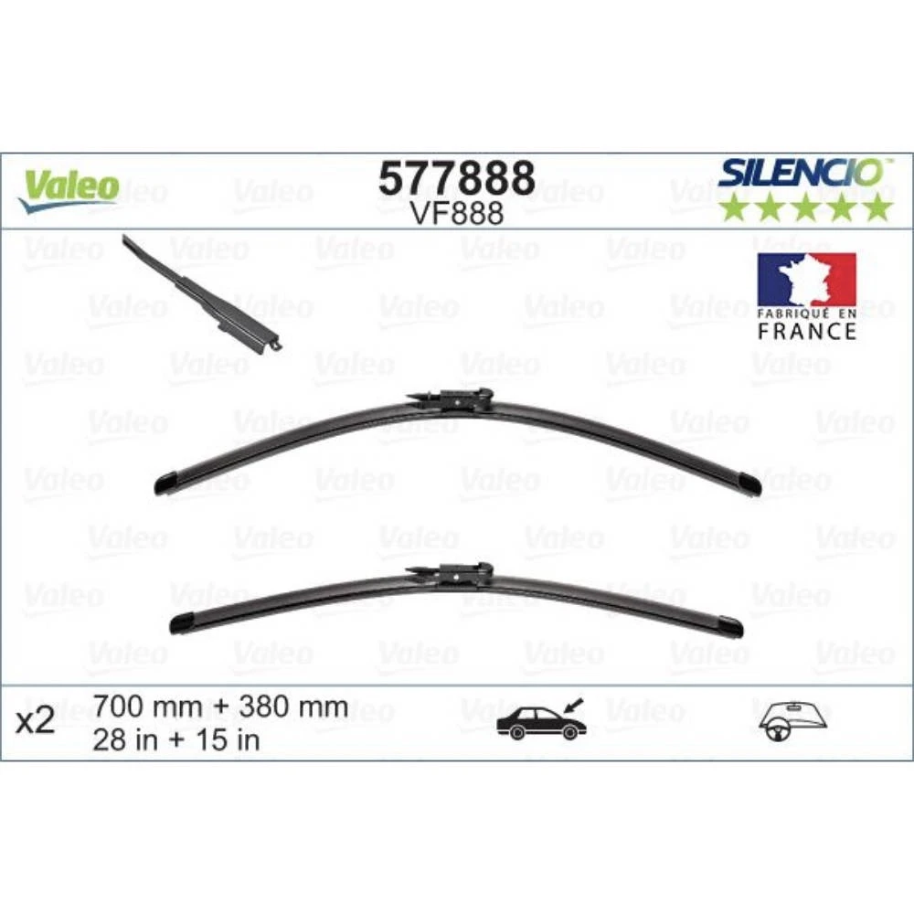 Wiper blades Valeo Silencio Flat for Ford Transit Courier