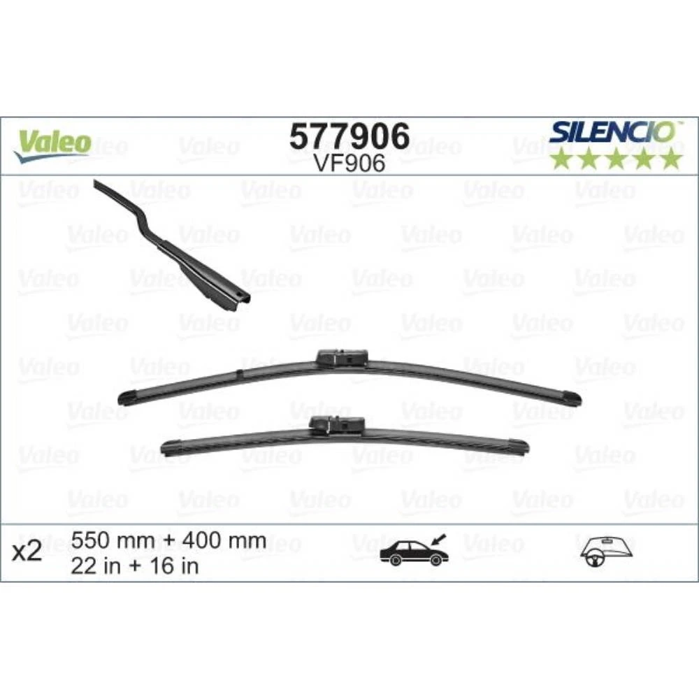 Front wiper blade set Valeo Silencio Flat 550 & 400 mm for Ford EcoSport 2 2012-2016