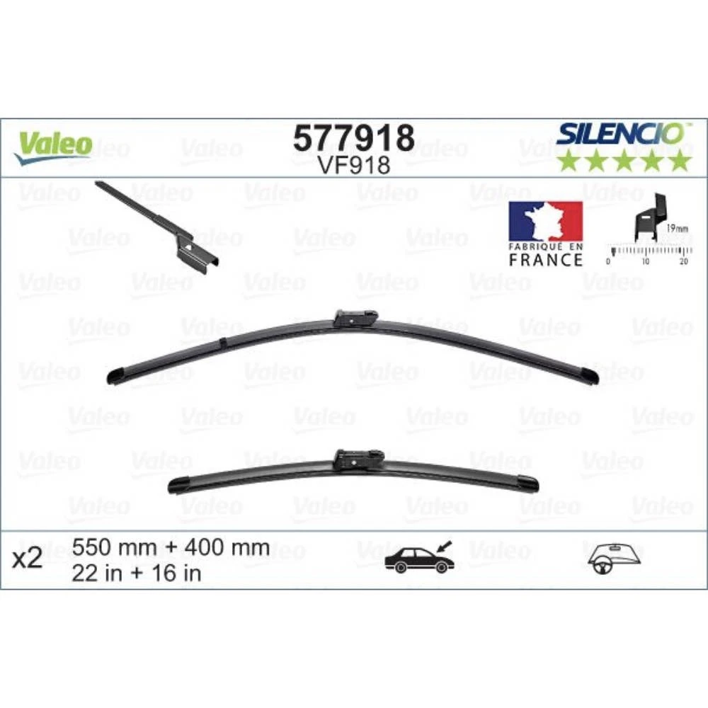 Wiper blades Valeo Silencio Flat for Ford Ka