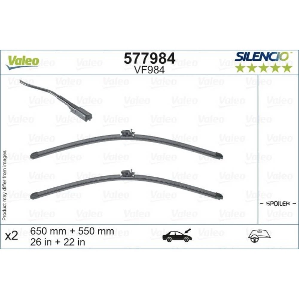 Front wiper blade set Valeo Silencio Flat 650 & 550 mm for Maybach S Class 2020-2026