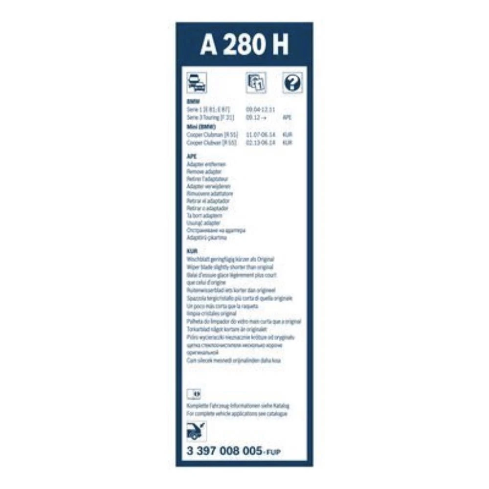 Rear wiper blade BOSCH Rear 280 mm for BMW 1 Series 2004-2011