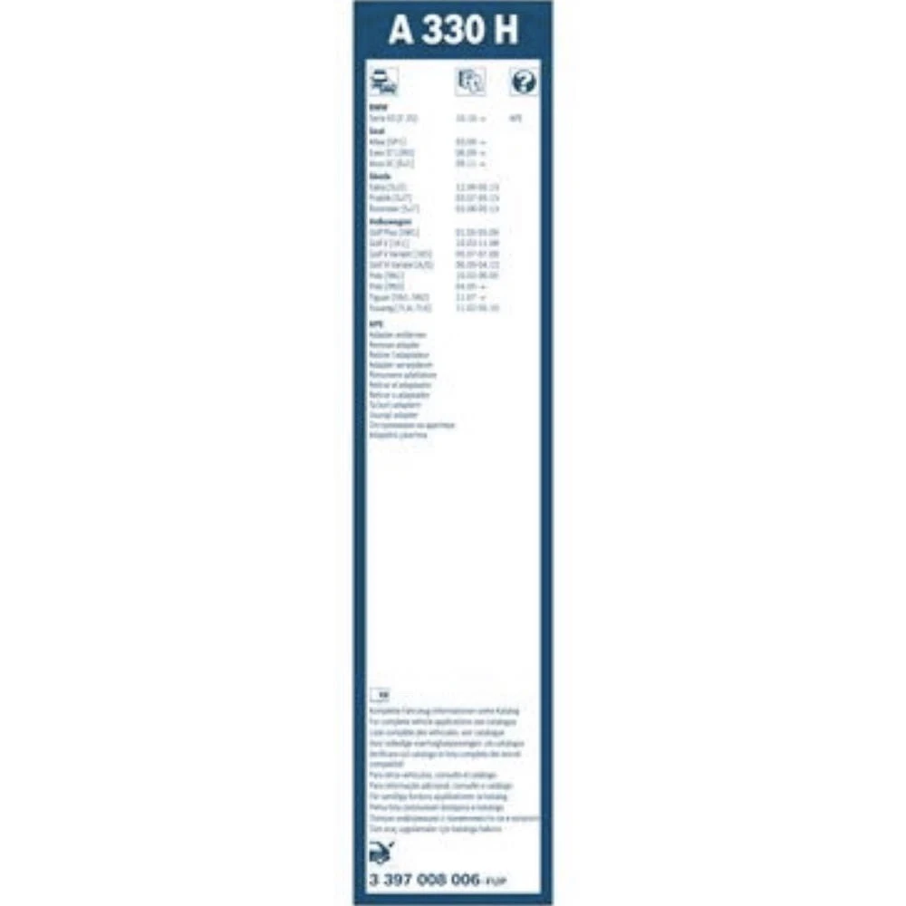 Rear wiper blade BOSCH Rear 330 mm for Skoda Fabia 2 2006-2013