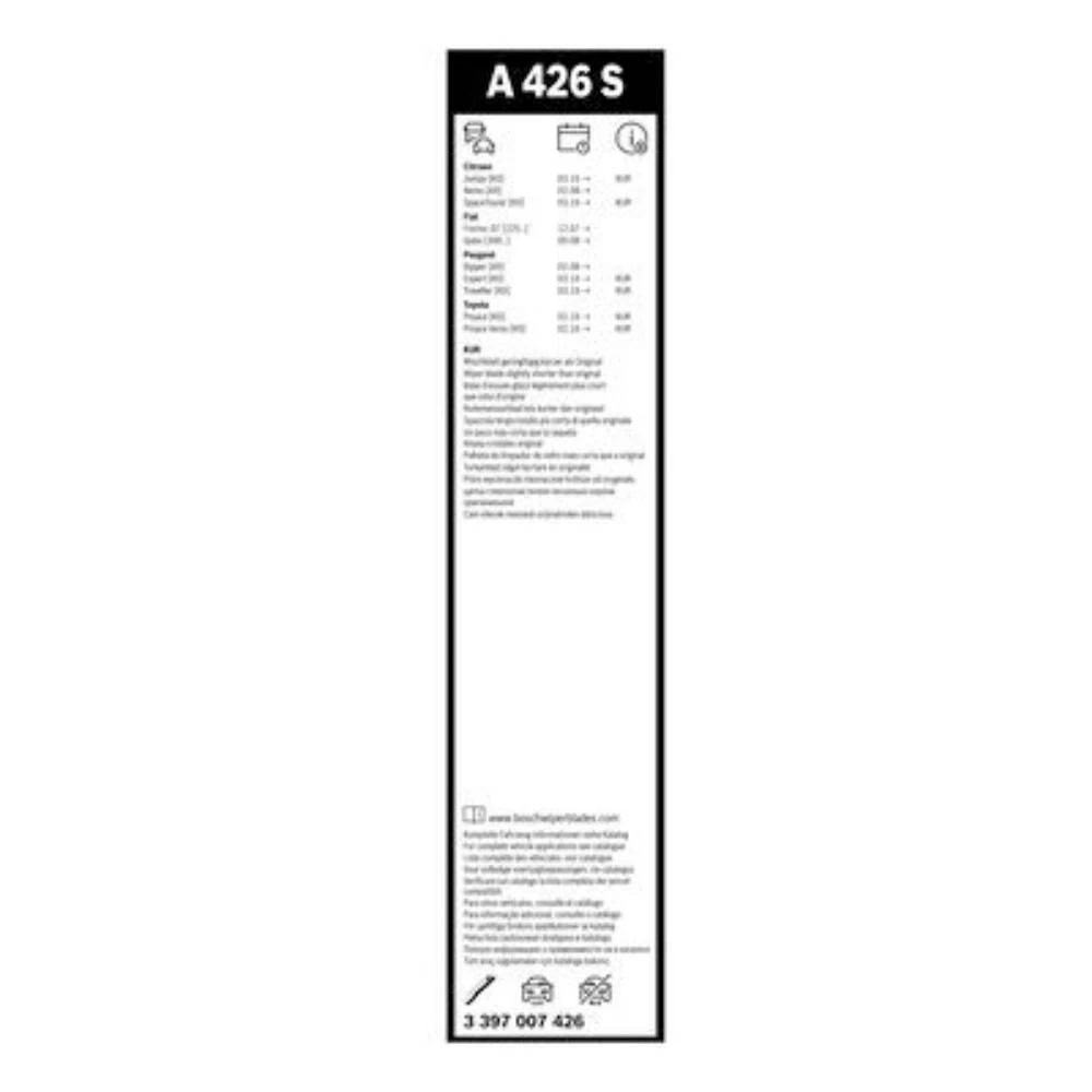 Front wiper blade set BOSCH AeroTwin 650 & 475 mm for Peugeot Bipper 2007-2019
