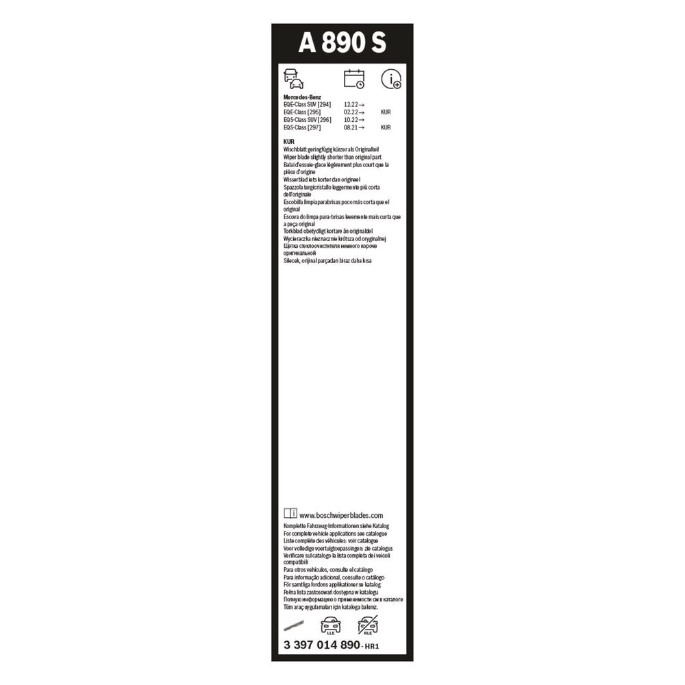 Front wiper blade set BOSCH AeroTwin 650 & 500 mm for Mercedes EQS 2021-2026