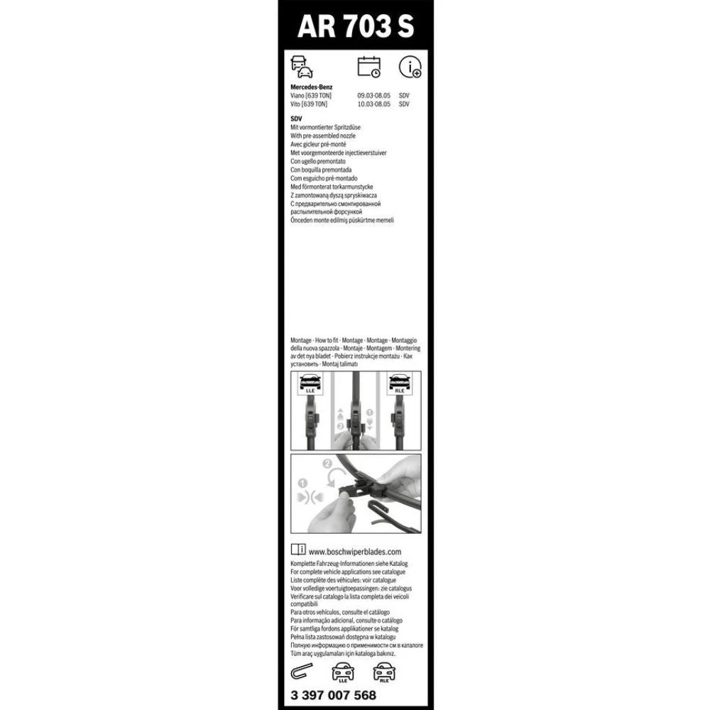 Front wiper blade set BOSCH AeroTwin 700 & 650 mm for Mercedes Viano 2003-2005