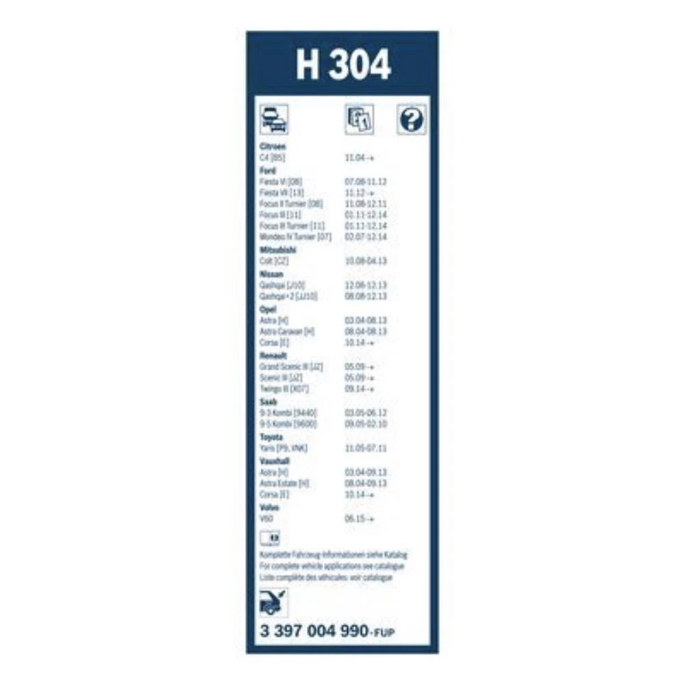 Rear wiper blade BOSCH Rear 300 mm for SAAB 9-3 2008-2014