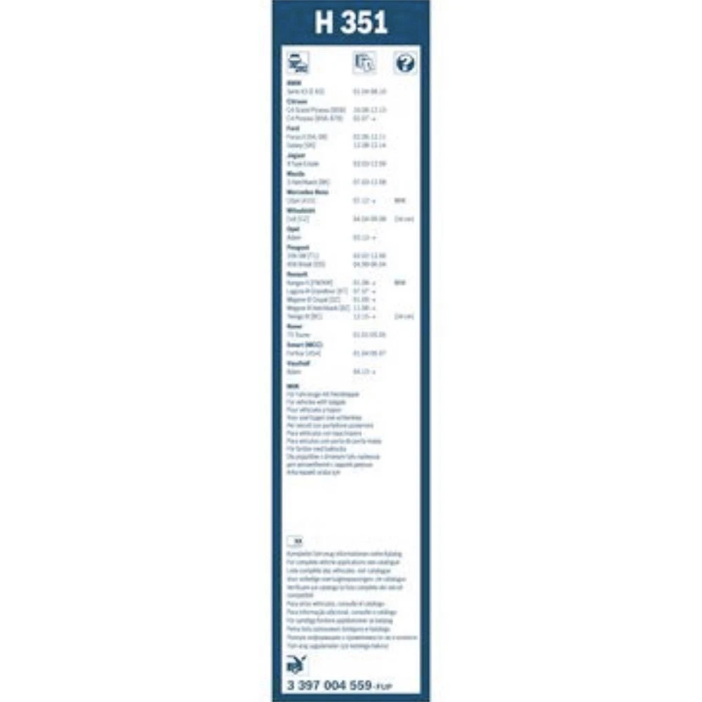 Rear wiper blade BOSCH Rear 350 mm for Land Rover Freelander 1 1997-2006