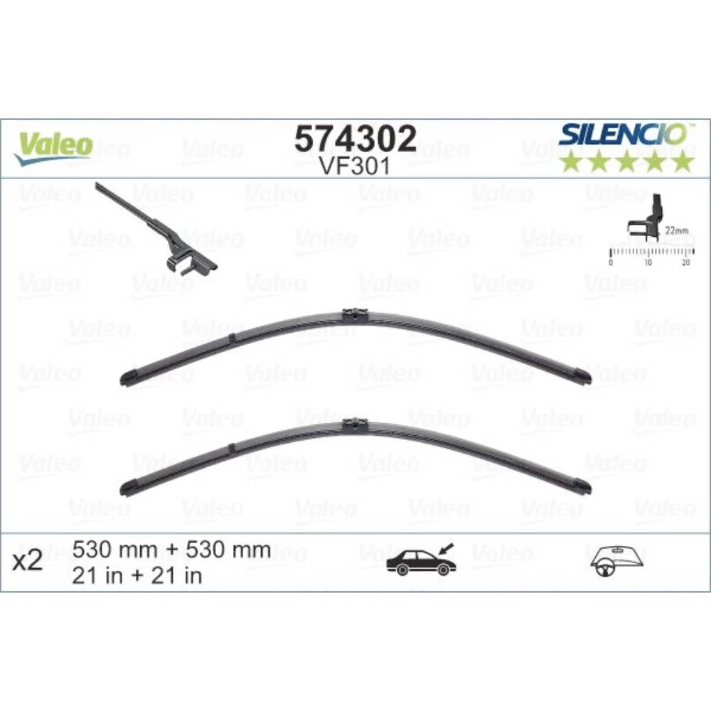 Wiper blades Valeo Silencio Flat for Volkswagen Passat