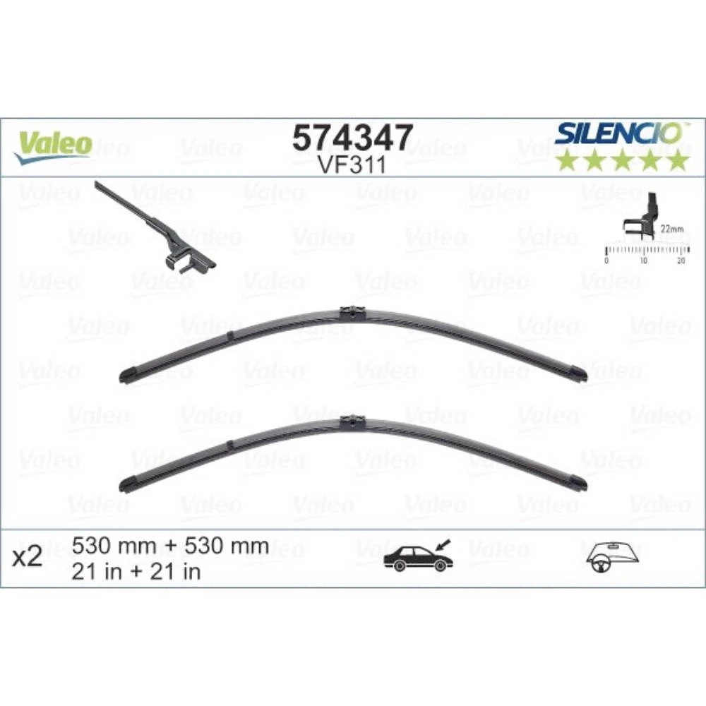 Wiper blades Valeo Silencio Flat for Audi TT