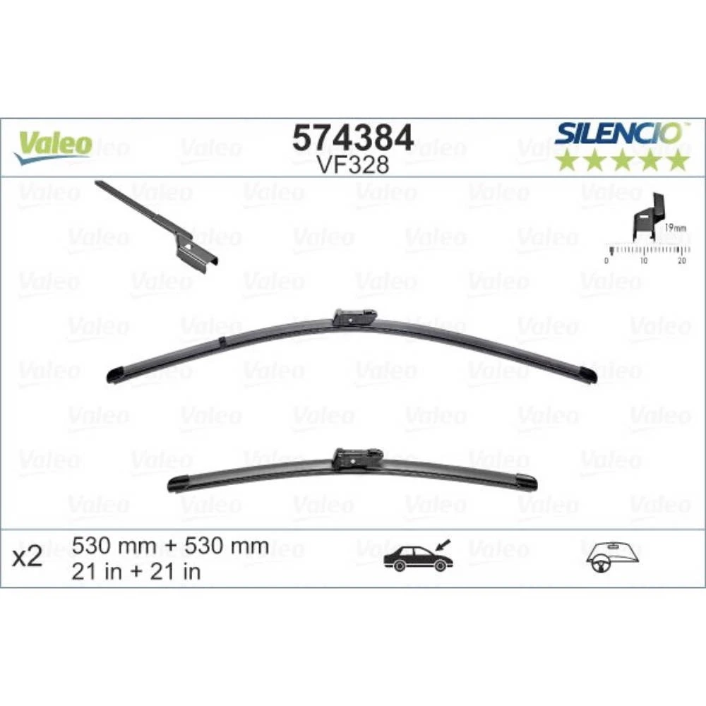 Wiper blades Valeo Silencio Flat for Skoda Fabia